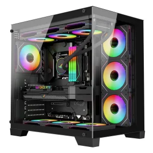 ATX Gaming Computer Case Double Tempered Glass Panel Mid Tower PC Case Supplier