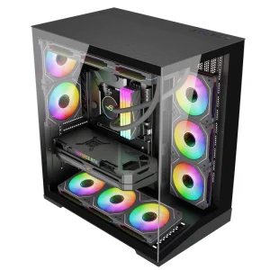 ATX Gaming Computer Case Panoramic Tempered Glass PC Chassis Desktop PC Cabinet