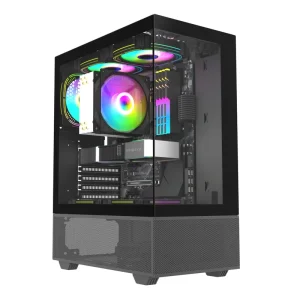 ATX Gaming Computer Case with LCD Temperature Display Dustproof Plexiglass RGB