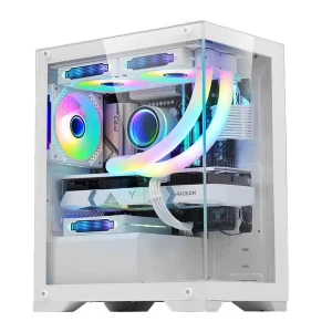 ATX Gaming Computer Case with Tempered Glass and Metal Cabinet