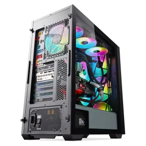 ATX Gaming Desktop Case Dual Server Chassis Aluminum Alloy Panel Rotated Glass 360mm Radiator Support