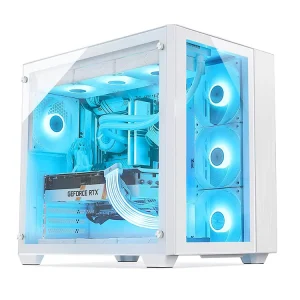 ATX Gaming PC Case Full Glass Front and Side Panels Supports Top and Bottom Liquid Cooling and 10 Fans