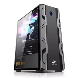 ATX Gaming PC Case Tempered Glass Side Panel with RGB Fans