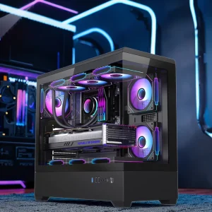 ATX Gaming PC Case, Three-Sided Tempered Glass