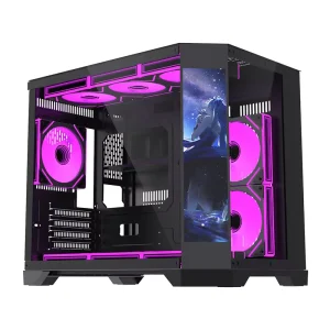 ATX Gaming PC Case with Secondary LCD Display Screen