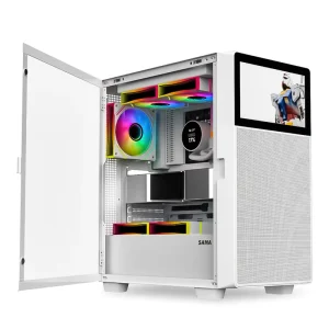 ATX Gaming PC Case with Tempered Glass Side Panel and LCD Display