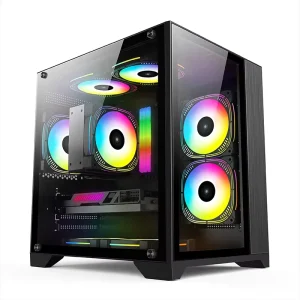 ATX Gaming PC Case with Tempered Glass and Fans
