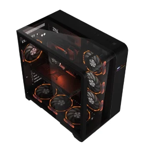 ATX Gaming PC Case with Triple Glass Panels, Curved Glass, and USD 3.0
