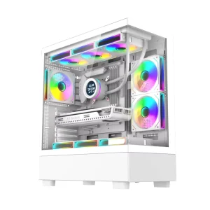 ATX MATX Mid Tower Gaming PC Case with Tempered Glass and 360mm Liquid Cooler Support