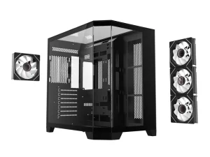 ATX Mid Tower Computer Case with High Airflow Design, Full Tempered Glass and Dual Radiator Support