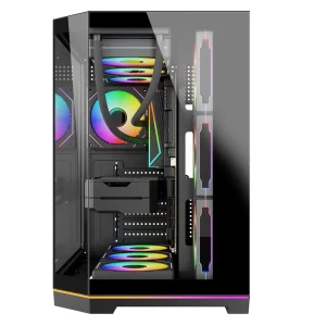 ATX Mid Tower Gaming Computer Case Tempered Glass Side Panel PC Chassis