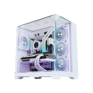 ATX Mid Tower Gaming Computer Case White Tempered Glass Panels PC Chassis