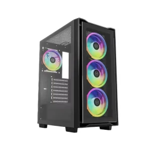 ATX Mid Tower Gaming PC Case Slide-Way Full Tempered Glass Window SPCC 0.5mm Suppliers