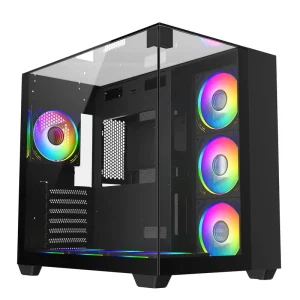 ATX Mid Tower Gaming PC Case Tempered Glass Computer Chassis