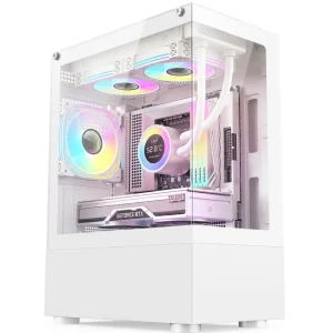 ATX Mid Tower Gaming PC Case Tempered Glass Front Panel Support ITX MATX ATX Aluminum Chassis Black White Custom OEM