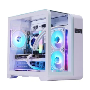 ATX Mid-Tower Gaming PC Case with Temperature Display, RGB, Tempered Glass and High Airflow