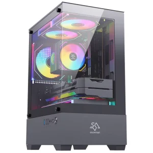ATX Mid Tower PC Case, Tempered Glass, Fans, USB, Audio, Plastic and Aluminum