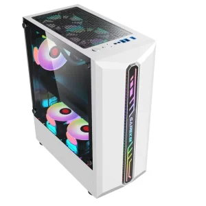 ATX Tower Gaming PC Case with USB 3.0, Aluminum Alloy, and Tempered Glass