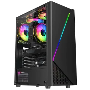 Achillies ATX Mid Tower PC Case Office Desktop Computer Cabinet Tempered Glass