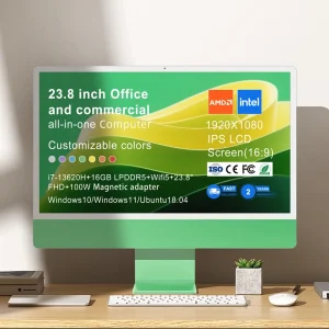 All One PC Core I7 13th Gen 23.8 Inch Business Office Use 16GB 8GB DDR5 RAM SSD Storage LCD Display 12 Core Barebone Windows