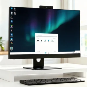 All in One PC AIO Wins 11 Intel DDR4 SSD+HDD IPS Touch Screen Business Office Computer with High Resolution Display USB Ports