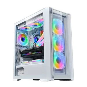 Aluminum Mid Tower Gaming PC Case with USB 3.0 RGB Fan Cooling Tempered Glass Design