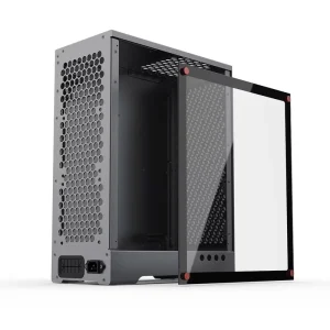 Aluminum Vertical MATX Mid Tower Gaming PC Case with Power Supply and Tempered Glass