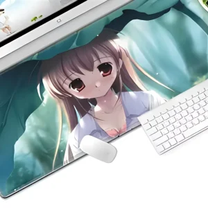 Anime Girl Mouse Pad Extra Large Gaming Desk Mat Anti slip Rubber Base Stitched Edge for PC Gamers