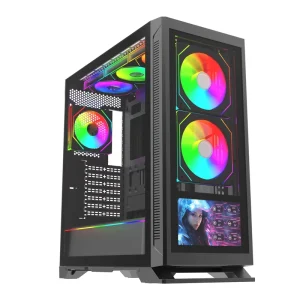 Anime Tempered Glass Plexiglass Horizontal Cooled E-ATX Full Tower PC Case with Dustproof Design