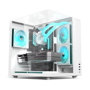AntarcChill ATX Mid Tower PC Case PWM Hub ARGB Controller Full View Panoramic Tempered Glass Panels Gaming Computer Case