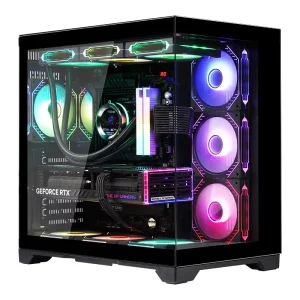 AntarcChill Black Panoramic Edition Sea View Customized ATX Computer Cabinet Aluminum Tempered Glass Gamer Case Sea View