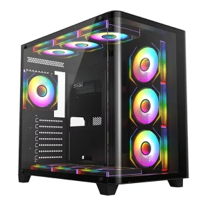 AntarcChill Custom Mid Tower Case Curved Tempered Glass ATX Pc Case Gamer Cabinet Computer Casing Gaming Case USB3 0