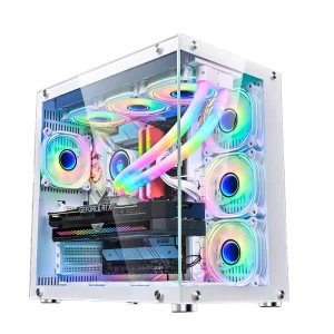 AntarcChill Desktop Gaming Computer Case Aluminum ATX EATX Motherboard Mid Tower Casing Tempered Glass PC Case Cabinet