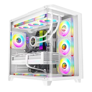 AntarcChill Factory OEM ATX MATX ITX White Pc Case Gaming Cabinet PC Casing Gaming Computer Case with Curved Tempered Glass
