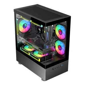 AntarcChill Gamer Desktop Computer Case Full View Curve Glass Vertical Tower Wholesome Gaming Experience