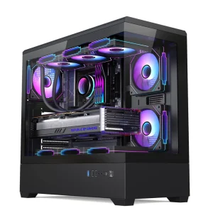 AntarcChill Gaming PC Case ATX Mid Tower 2 Sides Tempered Glass Panoramic Computer Chassis for Gamer PC Desktop OEM