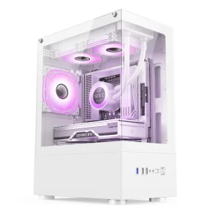 AntarcChill Gaming PC Case Micro ATX Mid Tower Sea View Computer Chassis Tempered Glass Side & Front Panel Desktop