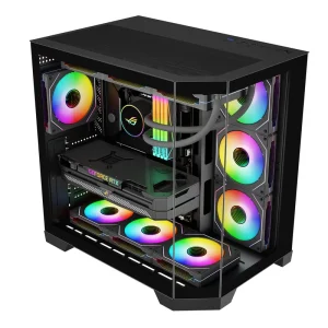 AntarcChill Hot Selling New Model Black Gaming Computer Case Three Sides Tempered Glass Case PC Tower Computer Case