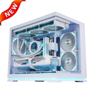 AntarcChill MATX ITX PC Cabinet Micro Sea View Computer PC Chassis Dual Chamber Casing Gaming PC Case with Lighting Strip