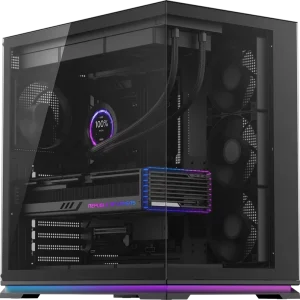 AntarcChill Manufactures OEM ODM Mid Tower ATX Sea View Computer Gaming Chassis Dual Chamber PC Gaming Case with Lighting Strips