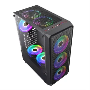 AntarcChill Mesh Front Panel ATX PC Case Gaming Computer Chassis with Tempered Glass Cabinet
