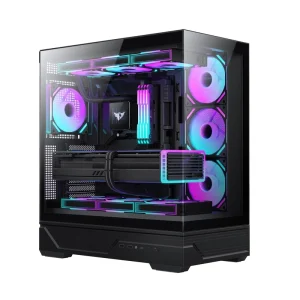 AntarcChill Most Popular Curved Tempered Glass PC Computer Case & Tower ATX Pc Case Gaming Rgb Cooling Fan with ATX Power Supply