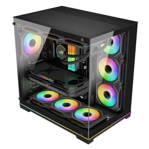AntarcChill OEM Mid Tower PC Case with Tempered Glass Side Panel Support ATX Motherboard Computer Case