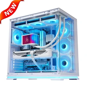 AntarcChill OEM ODM Custom ATX MATX ITX Mid Tower Sea View Computer Chassis Dual Chamber Gaming PC Case with Lighting Strips