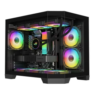 AntarcChill Panoramic Gaming PC Case Factory OEM ATX Desktop Computer Chassis with Full Side Tempered Glass Panel