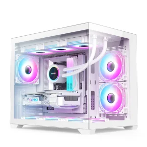 AntarcChill Wide Cube Steel Computer Cabinet Gaming Box RGB PC Parts Mid Tower Micro ATX PC Case Tempered Glass Dual USB 3.0