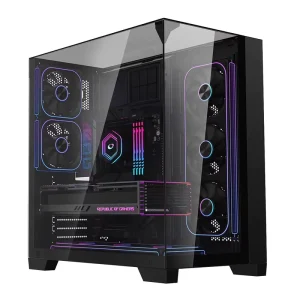 Aquarium PC Case ATX Mid Tower 3-Side Tempered Glass Panoramic Gaming Computer Case Dual Chamber