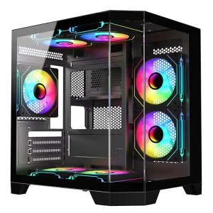 Aquarium Style Gamer ATX Mid Tower Computer Gaming PC Case with 3sides Tempered Glass