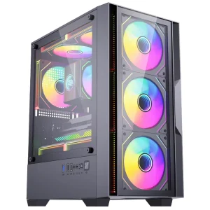 Arabic Style RGB Gaming PC Case High Airflow Tempered Glass Water Cooling Support