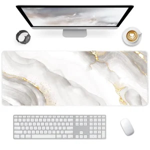 B-8 XXL Gaming Mouse Pad 800x300mm White Marble Non-Slip Rubber Base for Keyboard PC Laptop